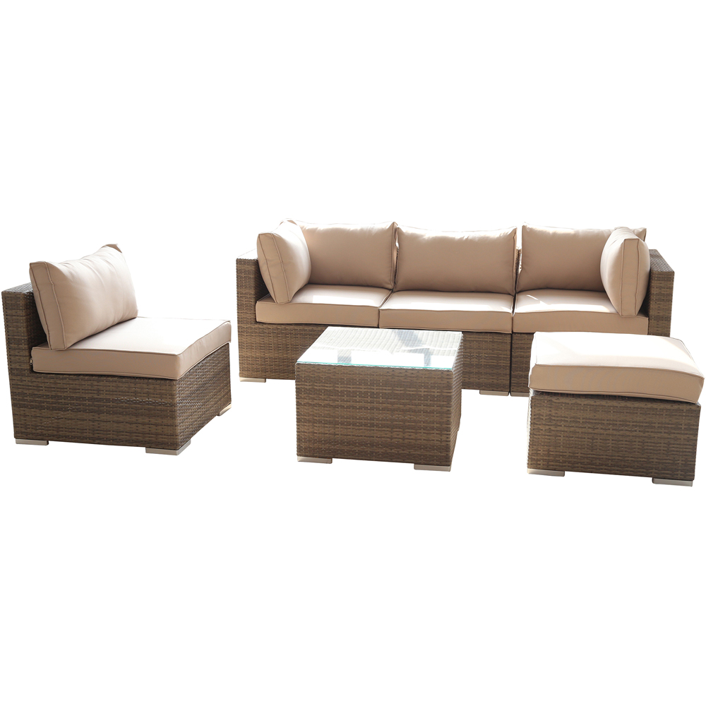 Furniture One 5 Seater Yellow Rattan Garden Sofa Set Image 6