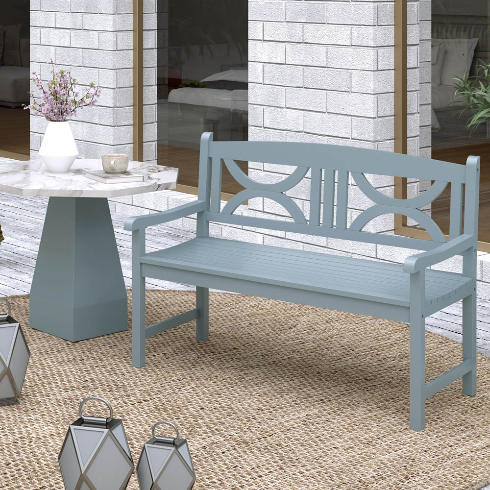 Outsunny 2 Seater Grey Wooden Outdoor Garden Bench Image 4