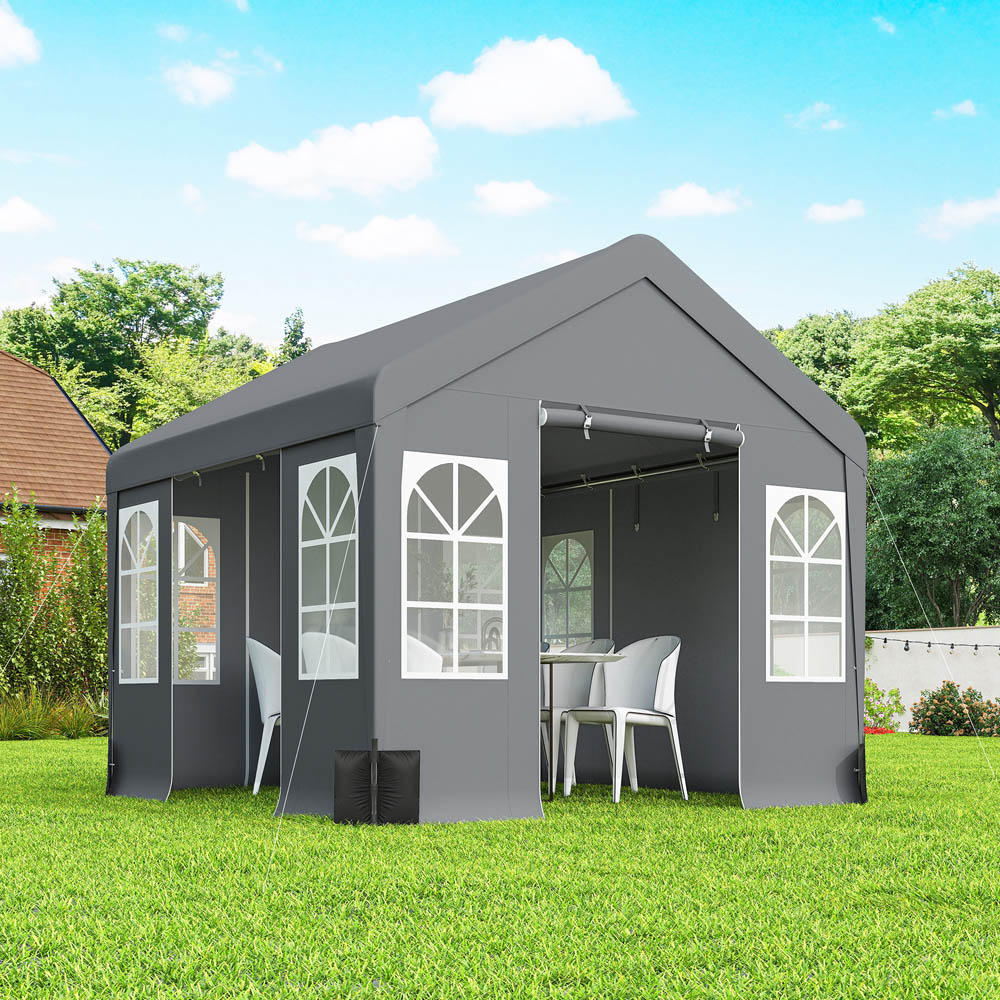 Outsunny 3 x 3m Grey Cathedral Style Gazebo with Sidewalls Image 3
