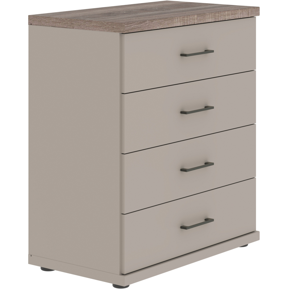 Homebase Truro Grey 4 Drawer Wide Chest of Drawers with Slate Handles Image 2