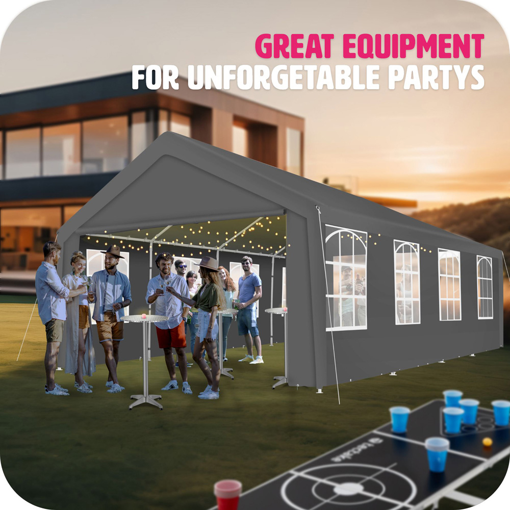 tectake Mammut 8 x 4m Grey Weather and UV Resistant Panel Gazebo Image 8
