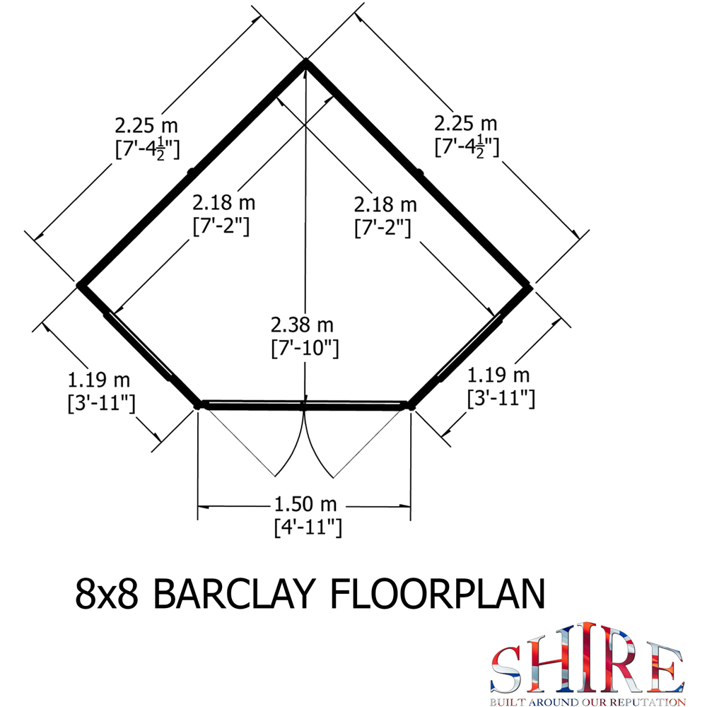 Shire Barclay 8 x 8ft Double Door Traditional Summerhouse Image 8