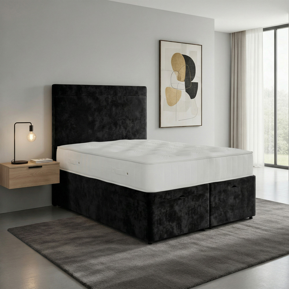 DS Living Muse Super King Size Black Plush Velvet Divan Bed Image 4