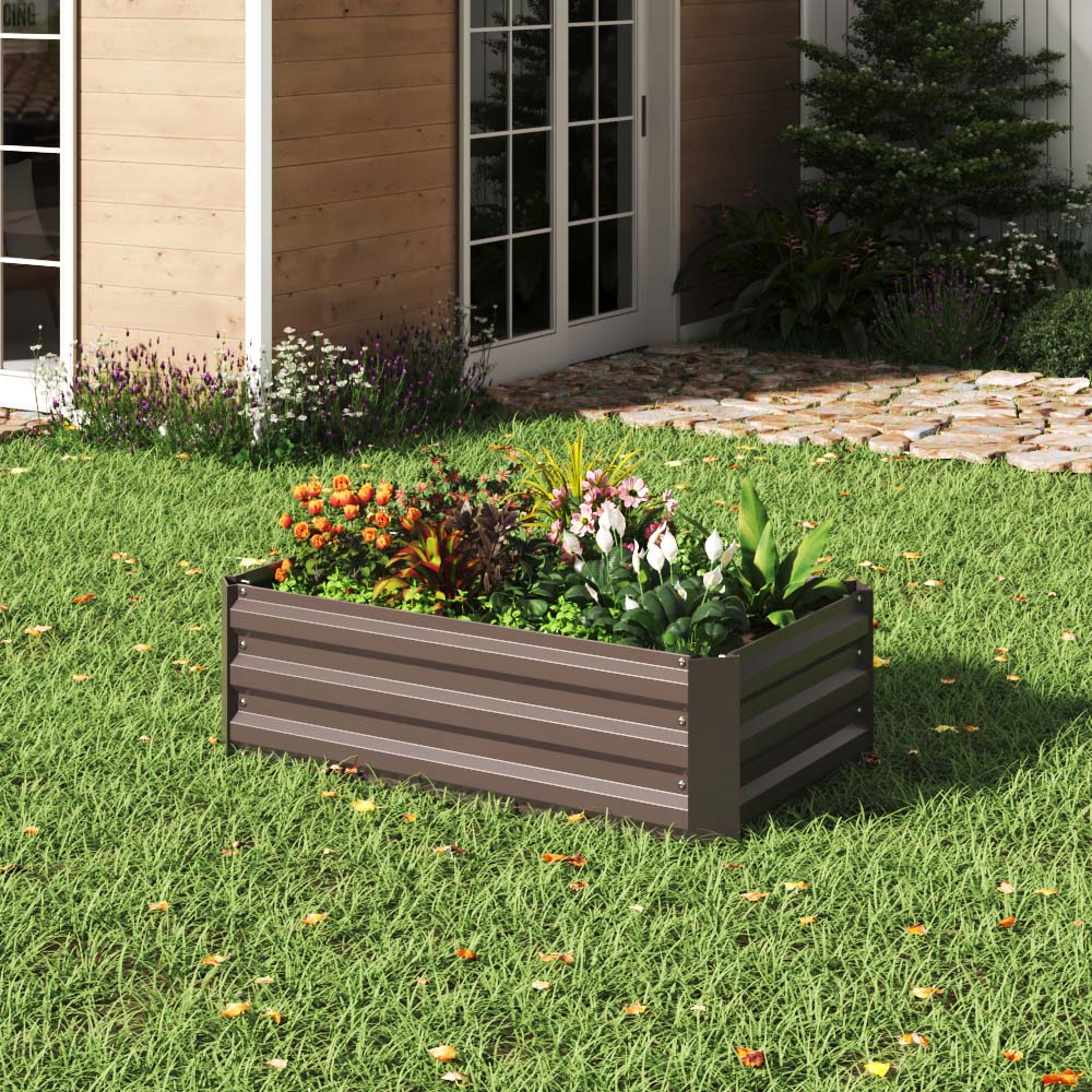 Living and Home Brown Galvanized Steel Rectangular Raised Garden Bed 60 x 100cm Image 6
