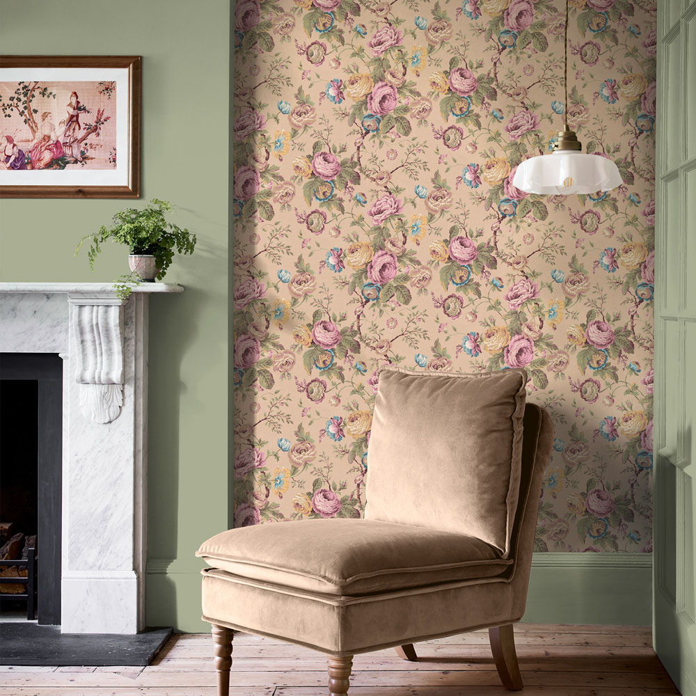 Laura Ashley Uffington Roses Plaster Pink Wallpaper Image 3