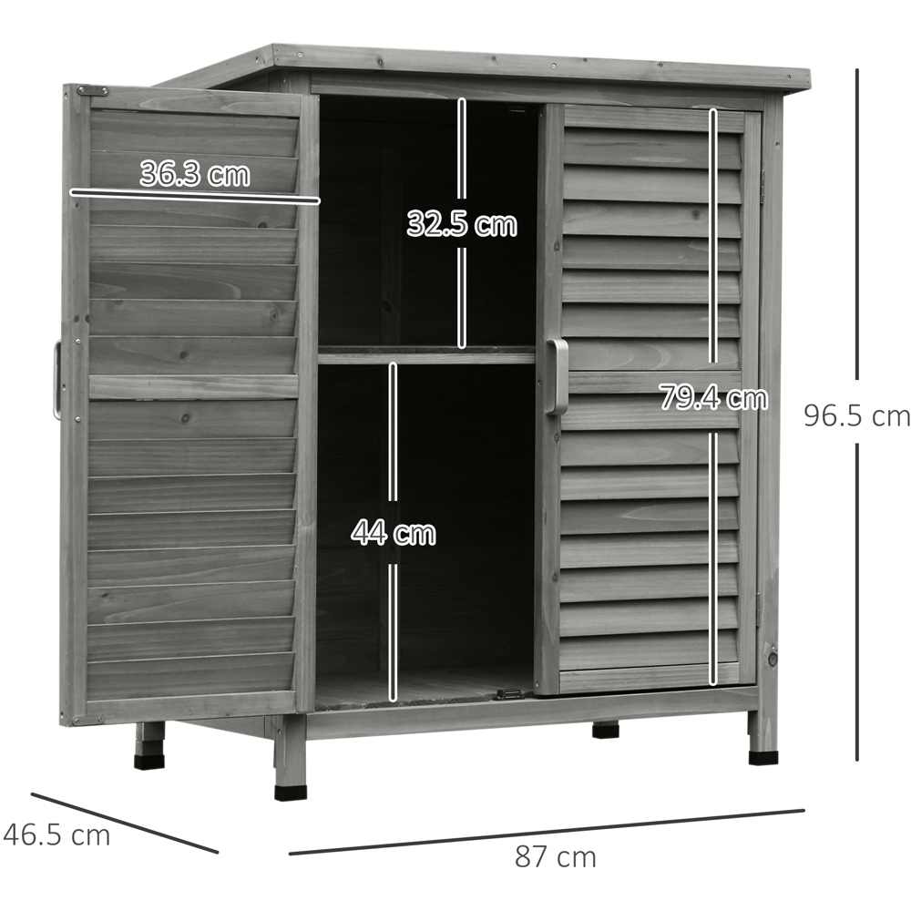 Outsunny 3 x 2.8ft Grey Double Door Wooden Garden Storage Shed Image 7