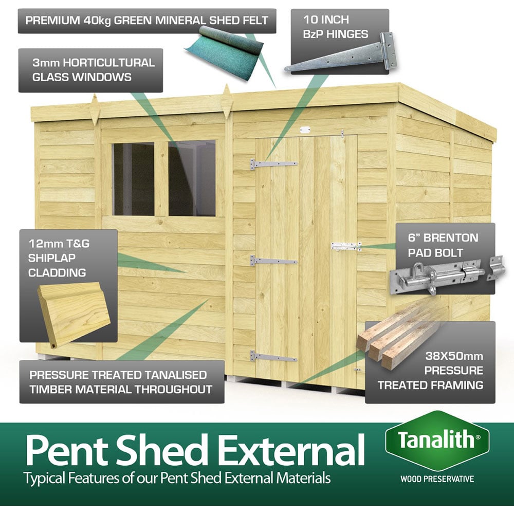 DIY Sheds 16 x 8ft Tongue and Groove Timber Pent Summer Garden Shed Image 4