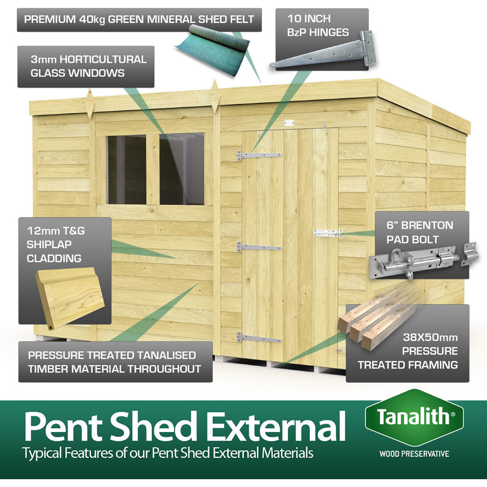DIY Sheds 12 x 5ft Tongue and Groove Timber Pent Summer Garden Shed Image 4