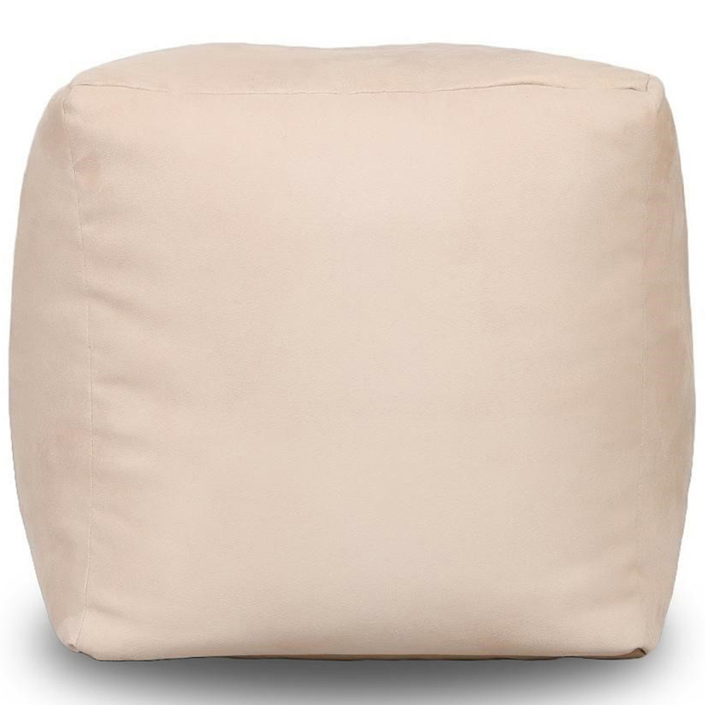 Kaikoo Cream Brushed Faux Suede Cube Bean Bag Chair Image 3