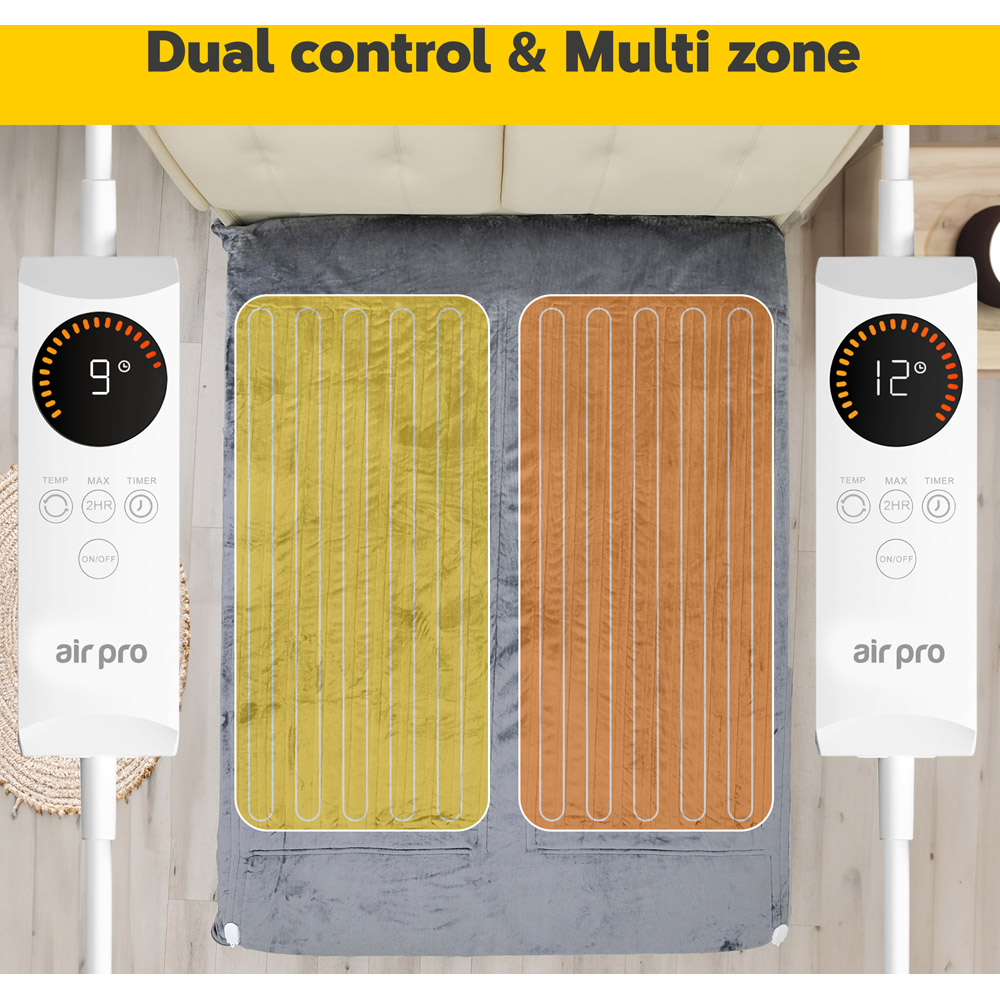 Air Pro Grey King Size Flannel Heated Electric Blanket with Controller Image 9