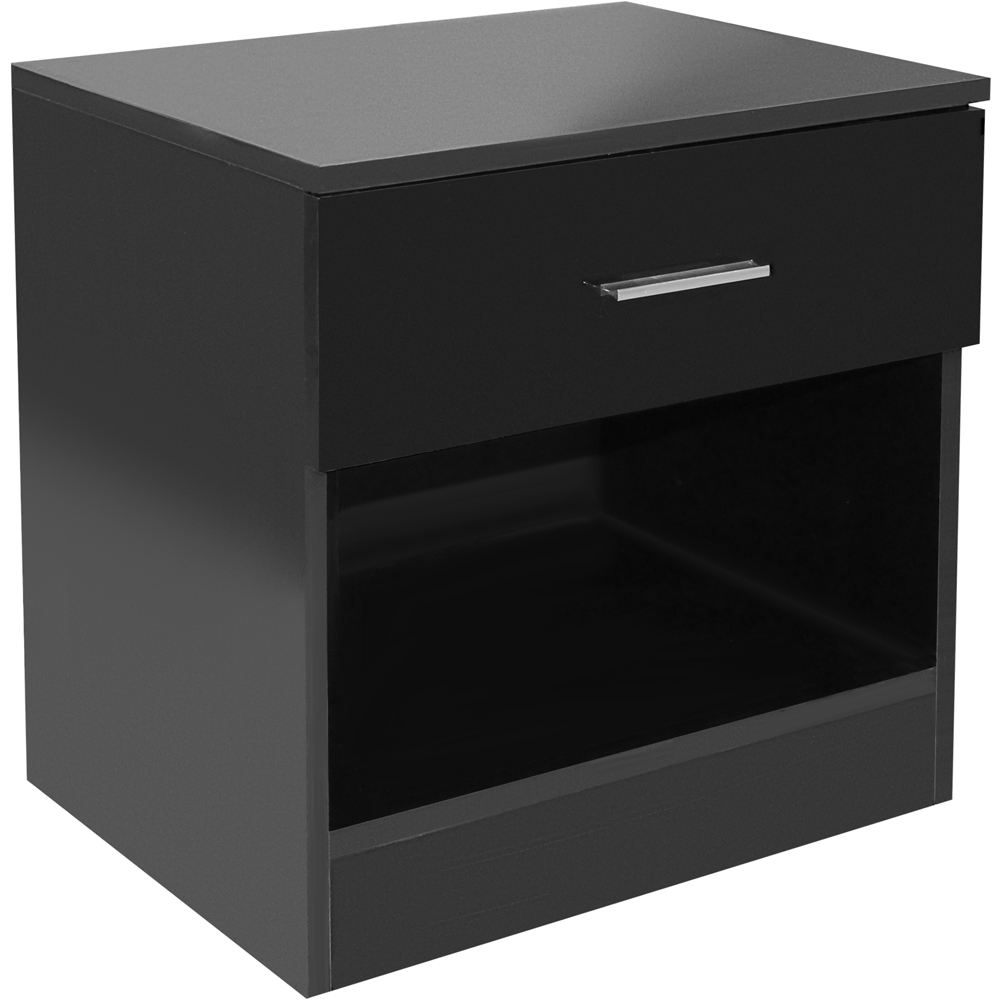 Brooklyn Single Drawer Black High Gloss Bedside Table Image 2