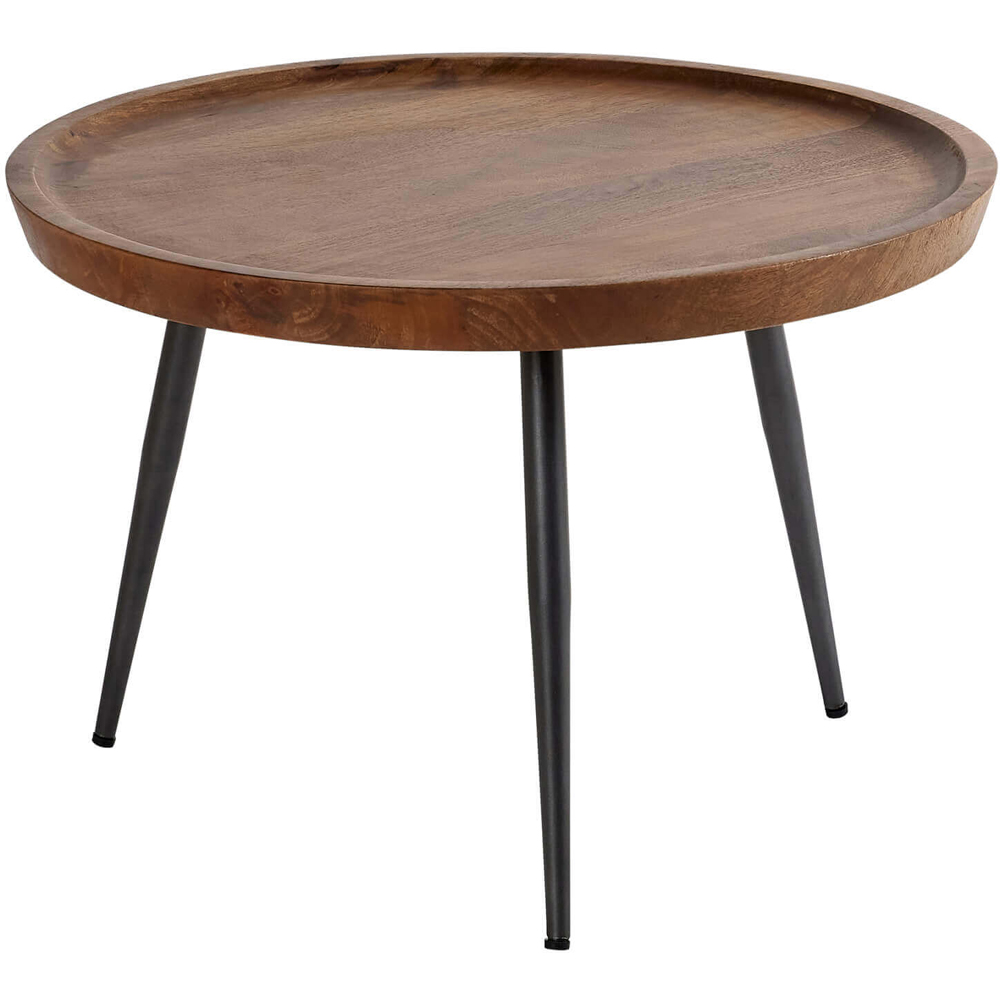 Home Source Manhattan Rustic Solid Mango Wood Round Medium Coffee Table Image 2