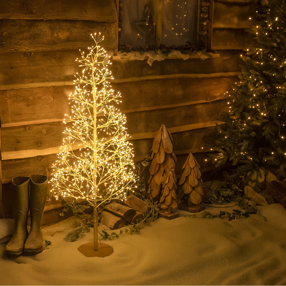 The Christmas Centre 1200 Warm White LED Pre-Lit Gold Wire Light-Up Xmas Tree 4ft Image 8