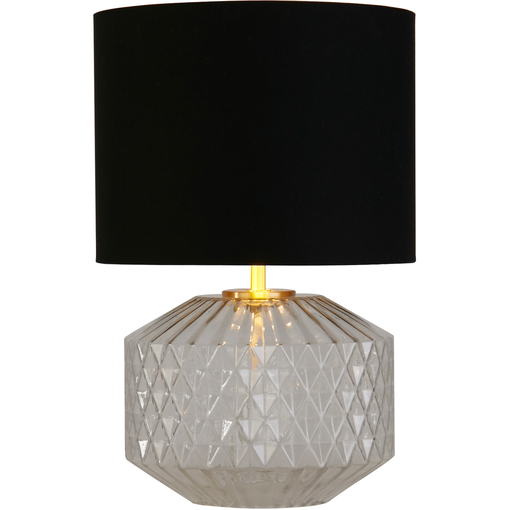 Lighting Collection Clear Glass Black Fabric Shade Table Lamp Image 3