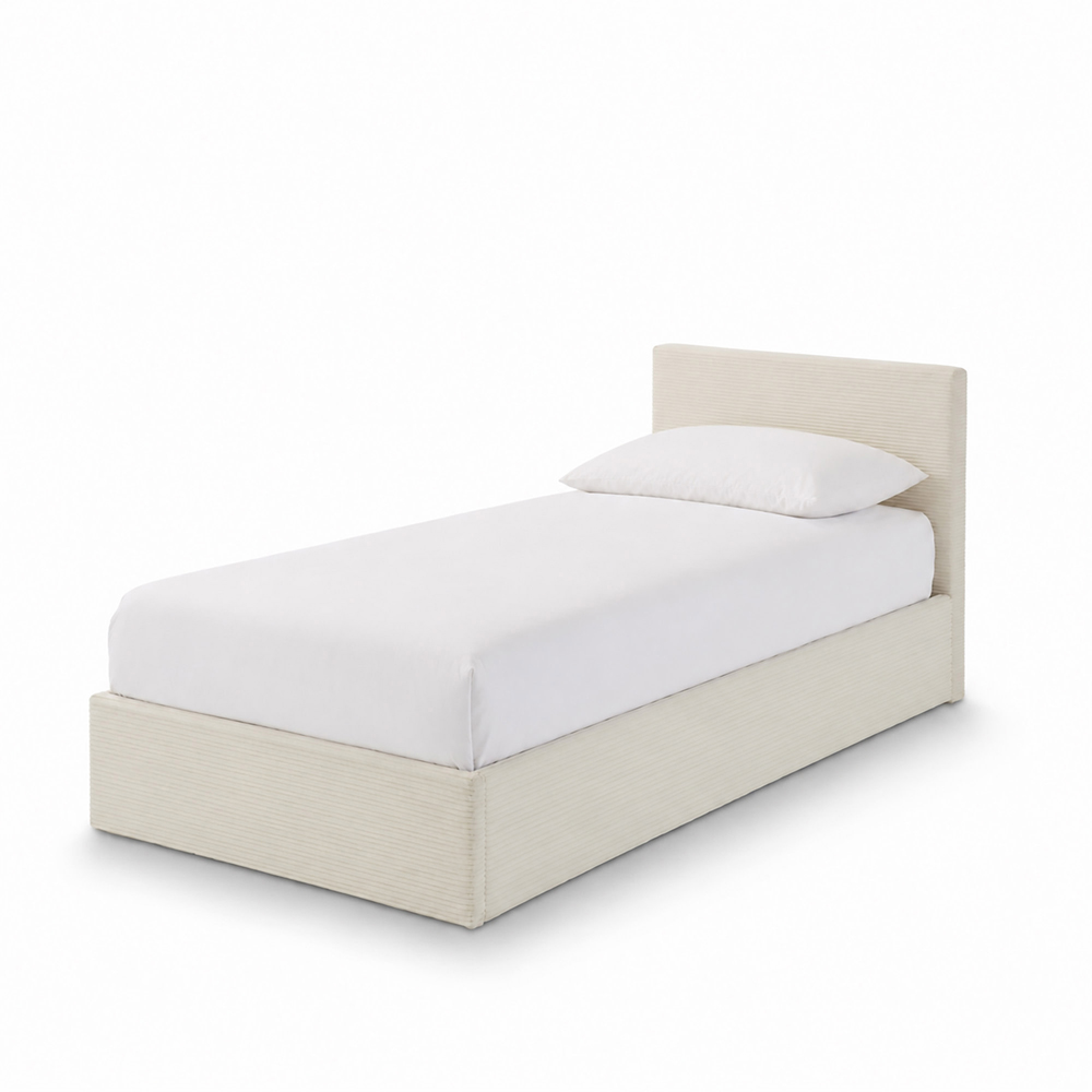 GFW Single Cream Corduroy End Lift Ottoman Bed Image 4