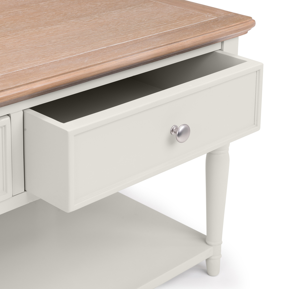 Julian Bowen Provence 2 Drawer Grey and Limed Oak Coffee Table Image 5