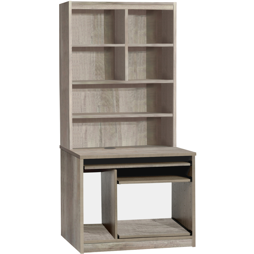 R White Cabinets 6 Shelf Computer Desk with Hutch Grey Image 2