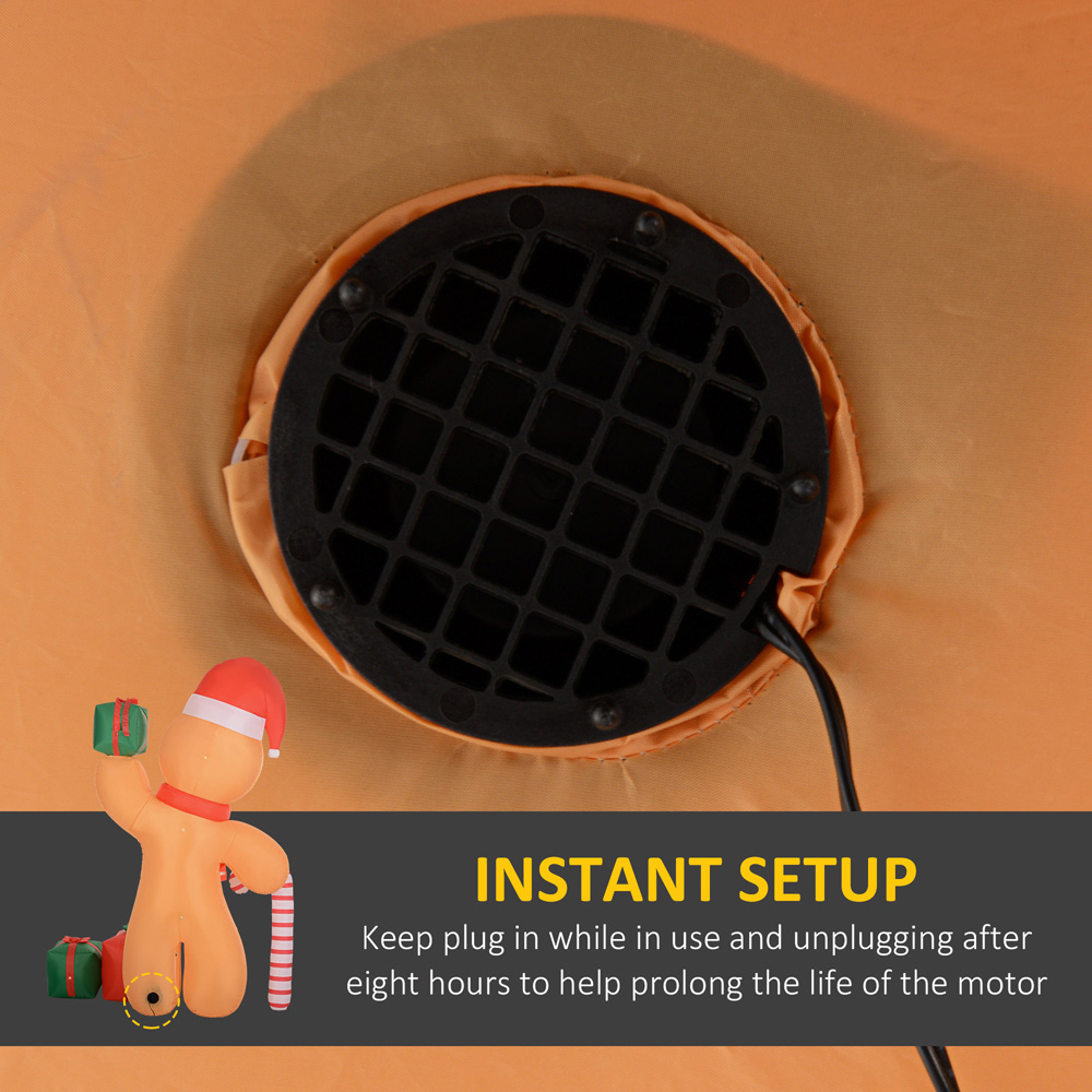 Everglow LED Inflatable Gingerbread Man with Candy Cane Christmas Decoration 8ft Image 7