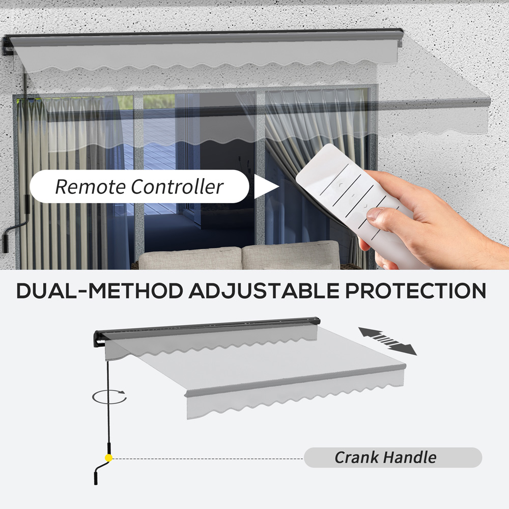 Outsunny Light Grey Aluminium Frame Electric Retractable Awning 3.5 x 2.5m Image 4