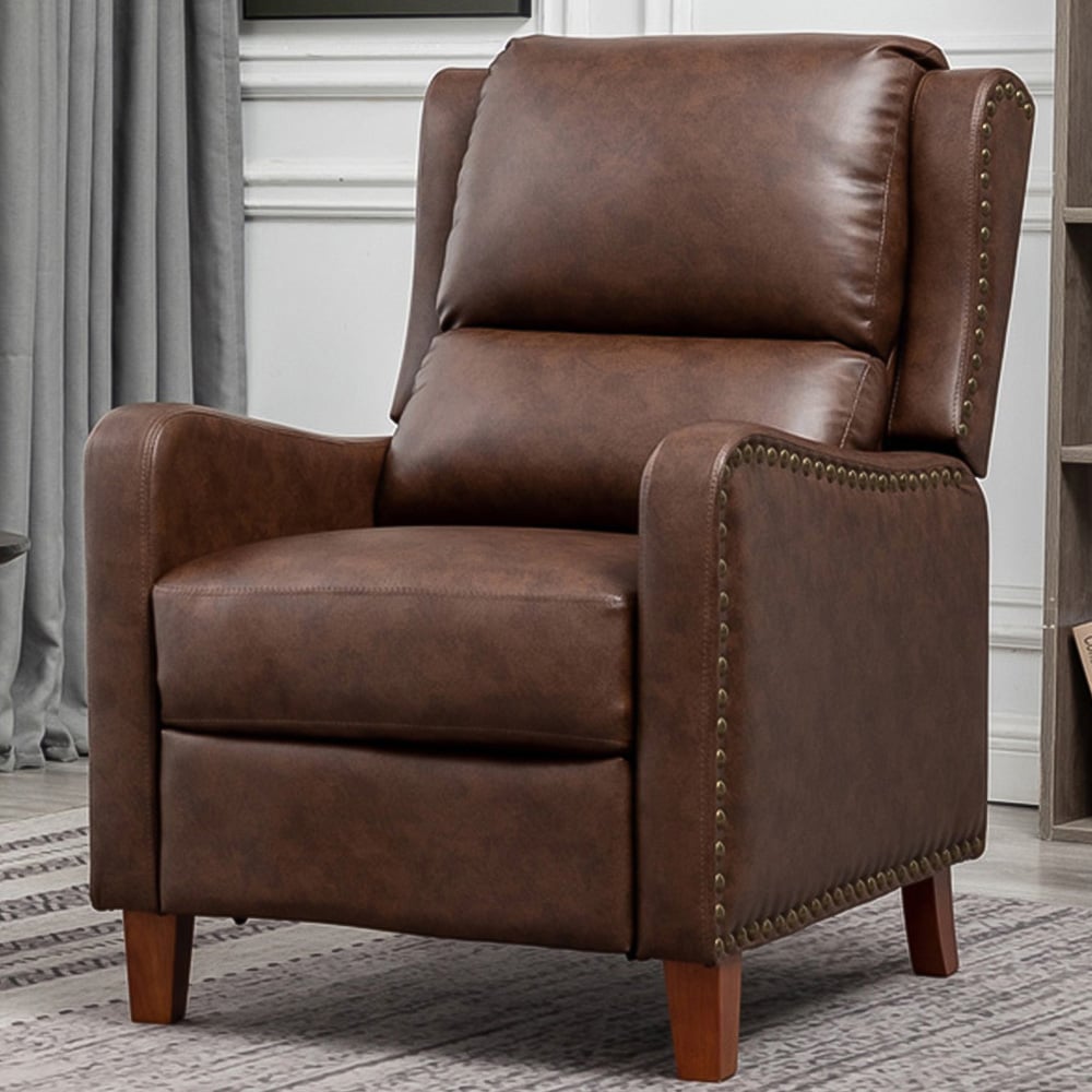 Florence Brown Leather Effect Pushback Recliner Chair Image 1