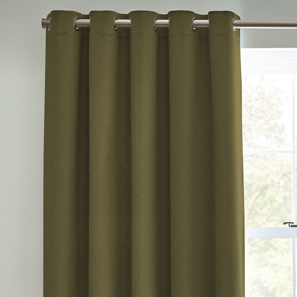 furn. Dawn Green Textured Blackout Eyelet Curtains 229 x 229cm Image 2