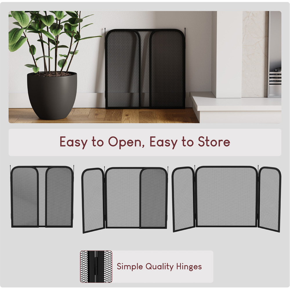Fire Vida Roxby 3 Panel Fire Guard Black Image 4