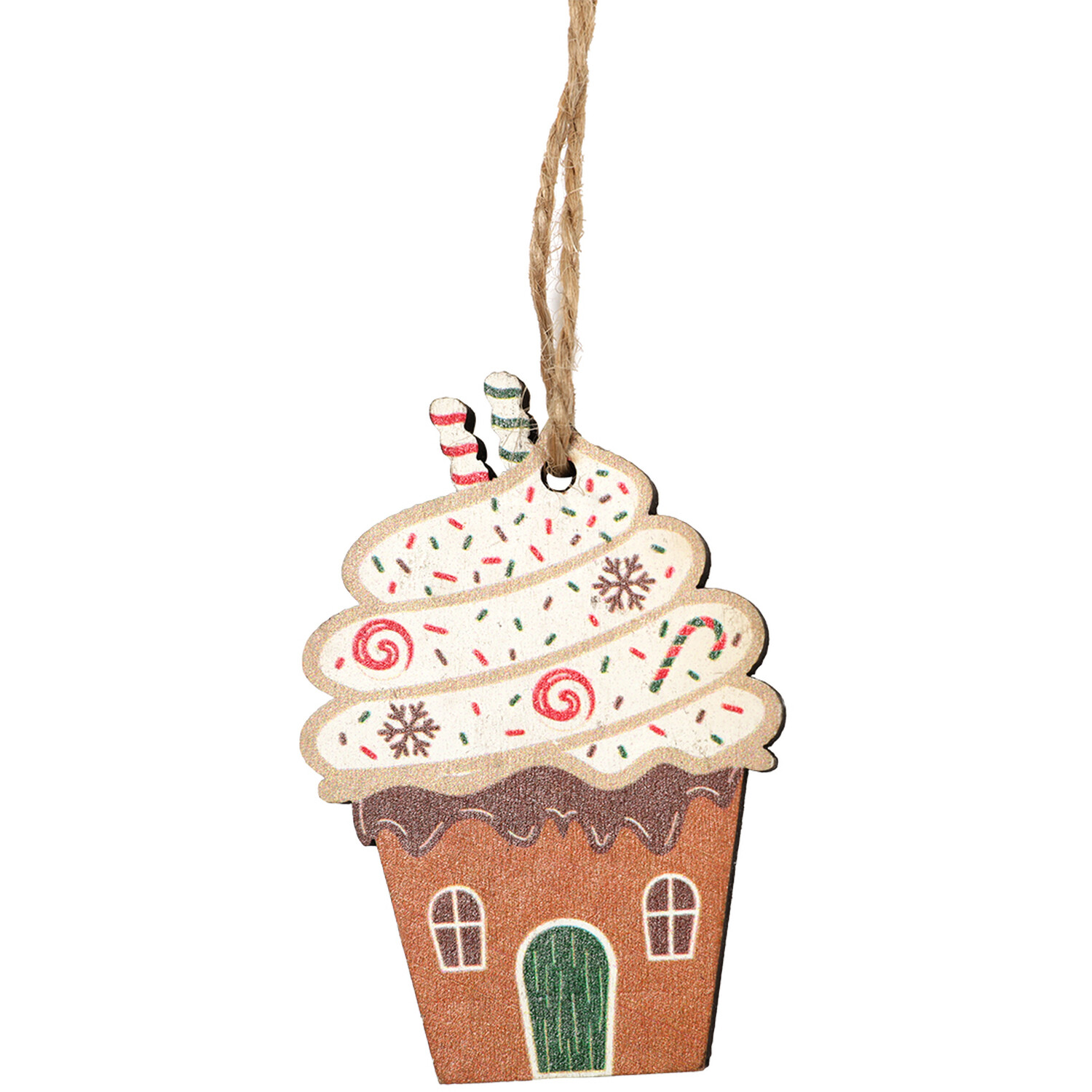 Set of 8 Gingerbread Hanging Decorations Brown Image 6