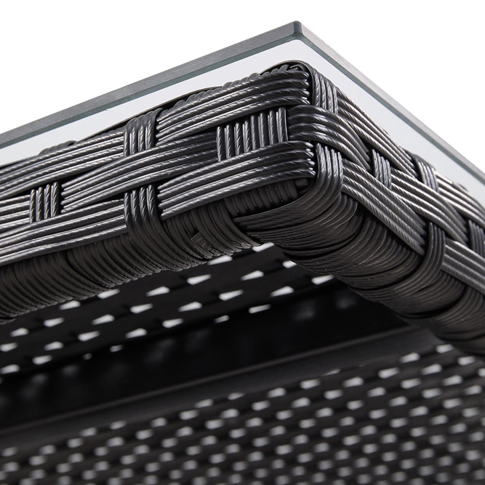 Living and Home Garden Rattan Rectangular Table with Parasol Hole Image 4