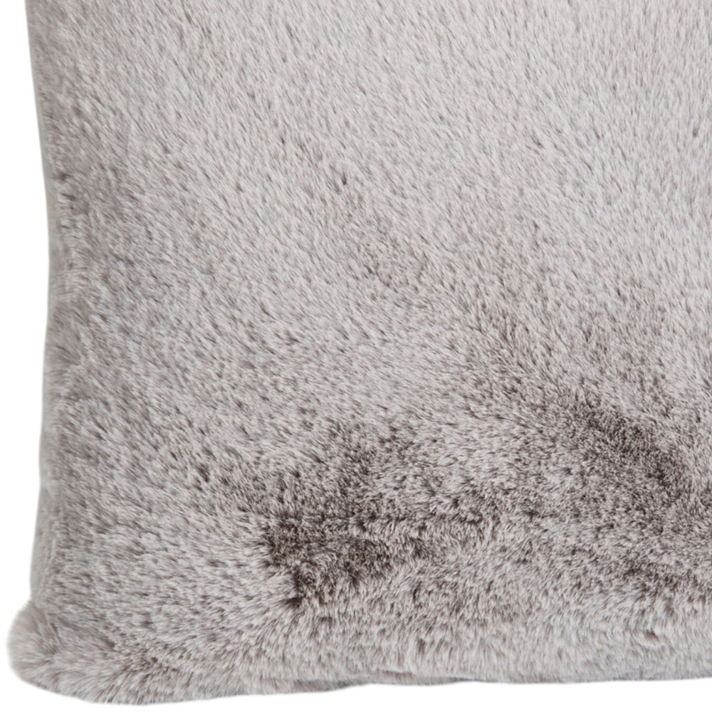 Rabbit Faux Fur Plain Cushion - Grey Image 2