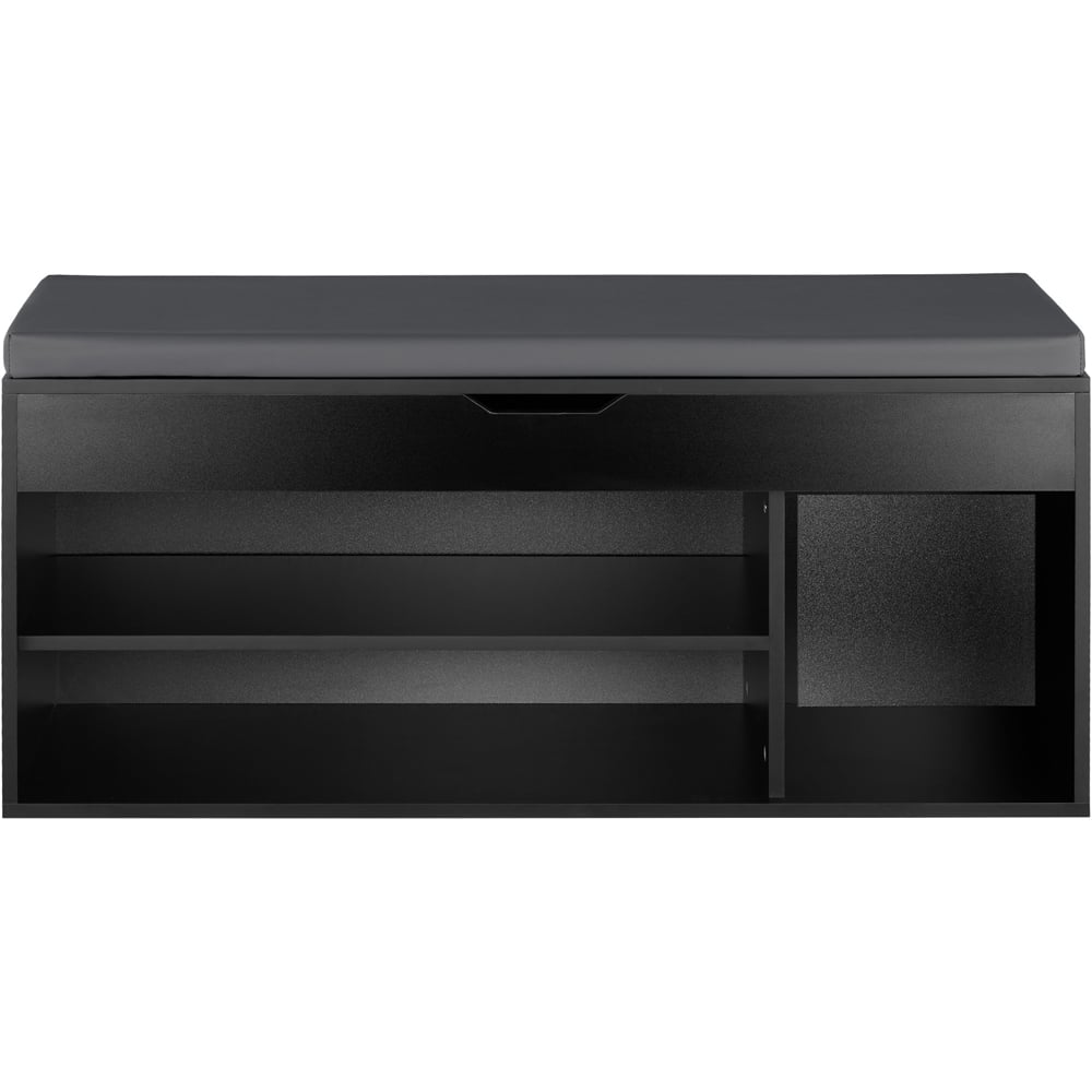 tectake Natalya 4 Compartment Black Shoe Bench with Soft Cushion Image 6