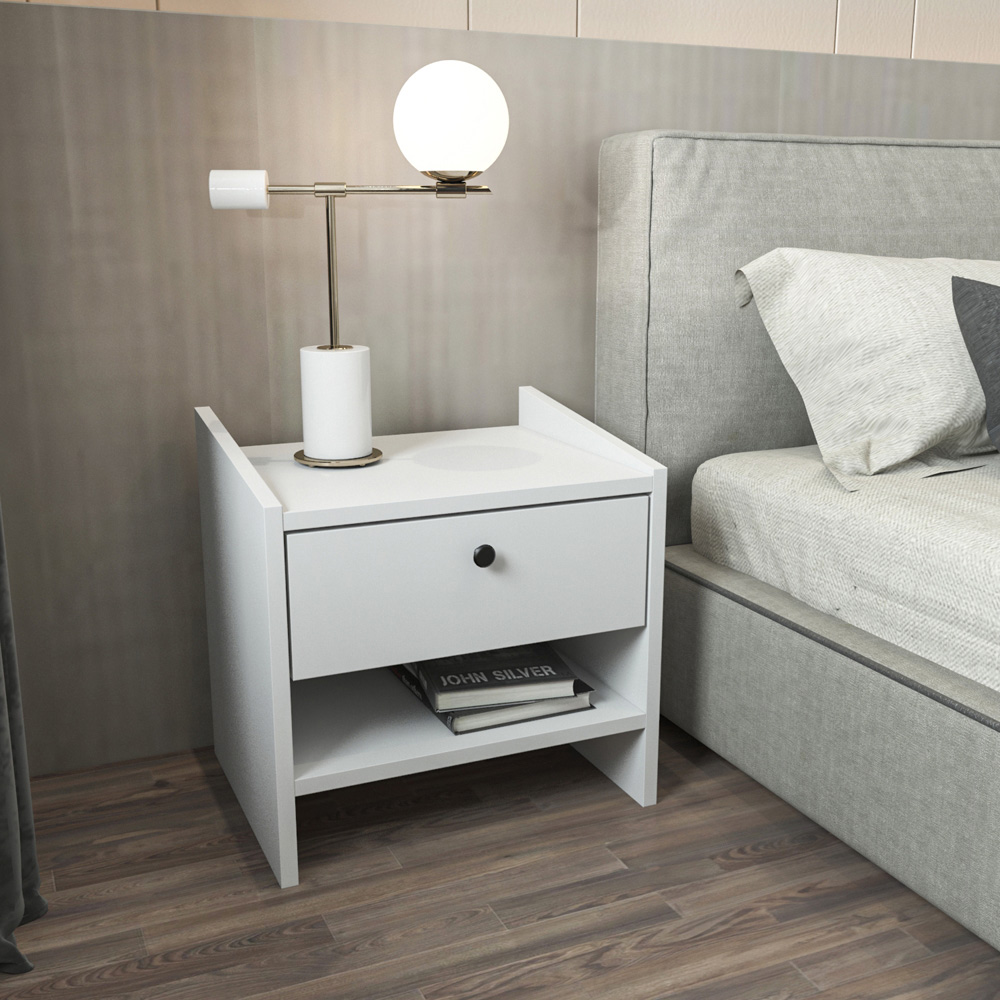 Decorotika Berlin Single Drawer Single Shelf Hazeran Bedside Table Image 6