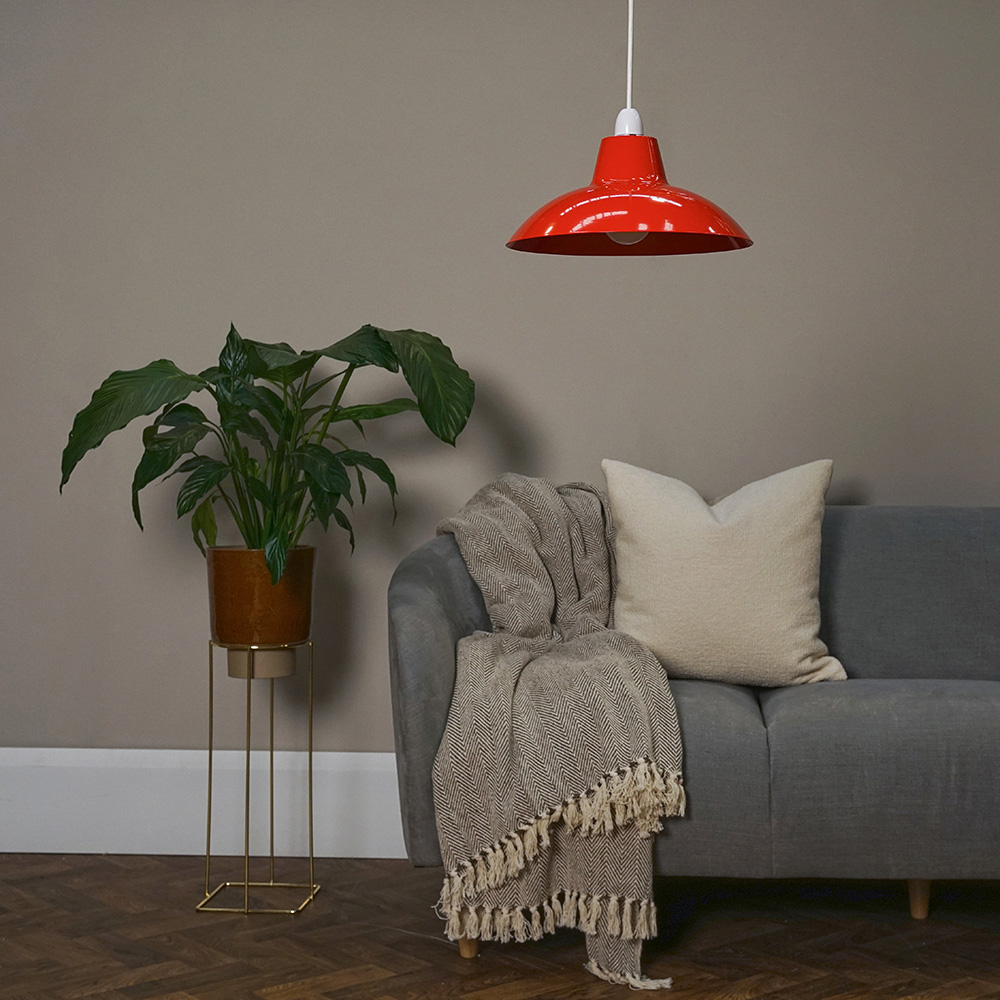ValueLights Civic Red Retro Pendant Light Shade Image 7