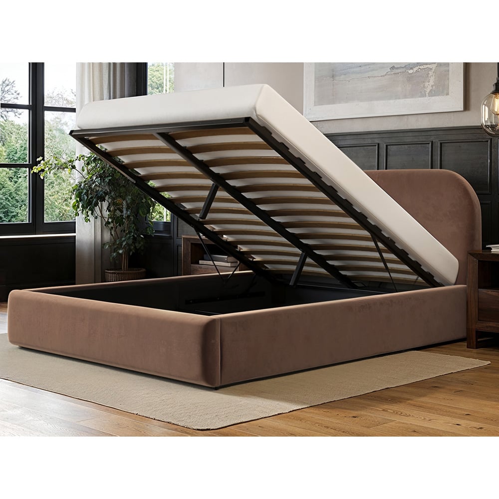 Flair Alba King Size Chocolate Velvet Ottoman Bed Image 5