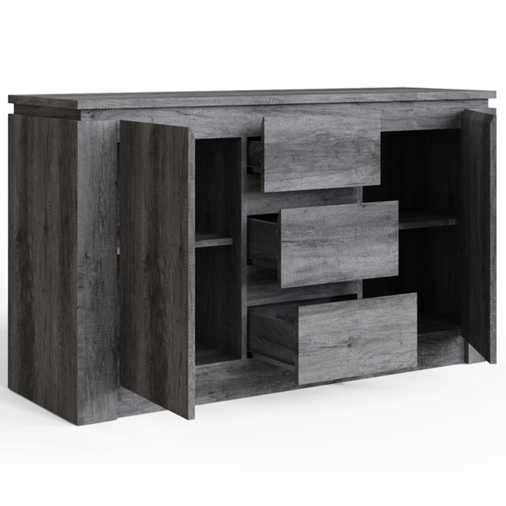 GFW Canyon 2 Door 3 Drawer Charcoal Grey Sideboard Image 4