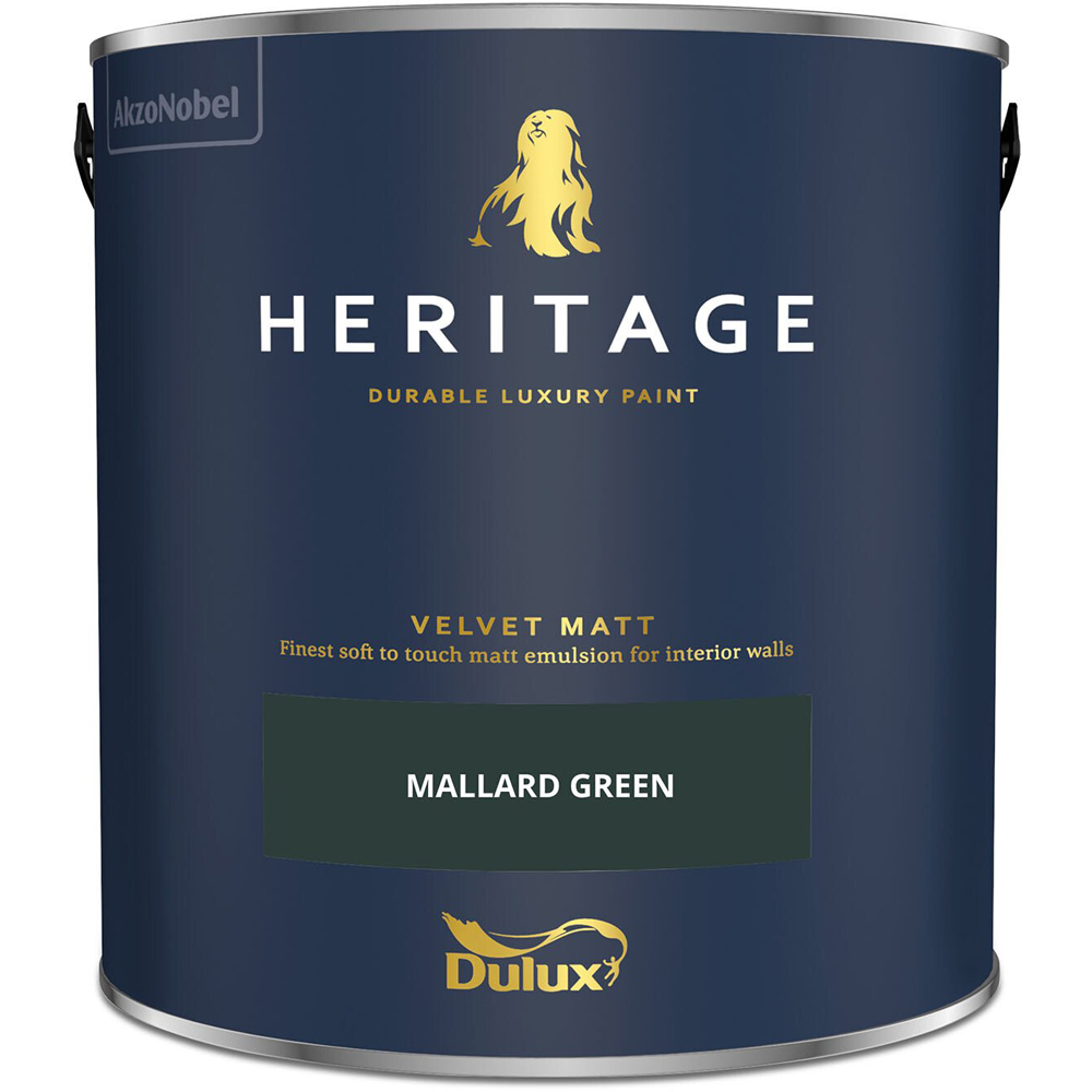 Dulux Heritage Walls and Ceilings Mallard Green Velvet Matt Emulsion Paint 2.5L Image 2