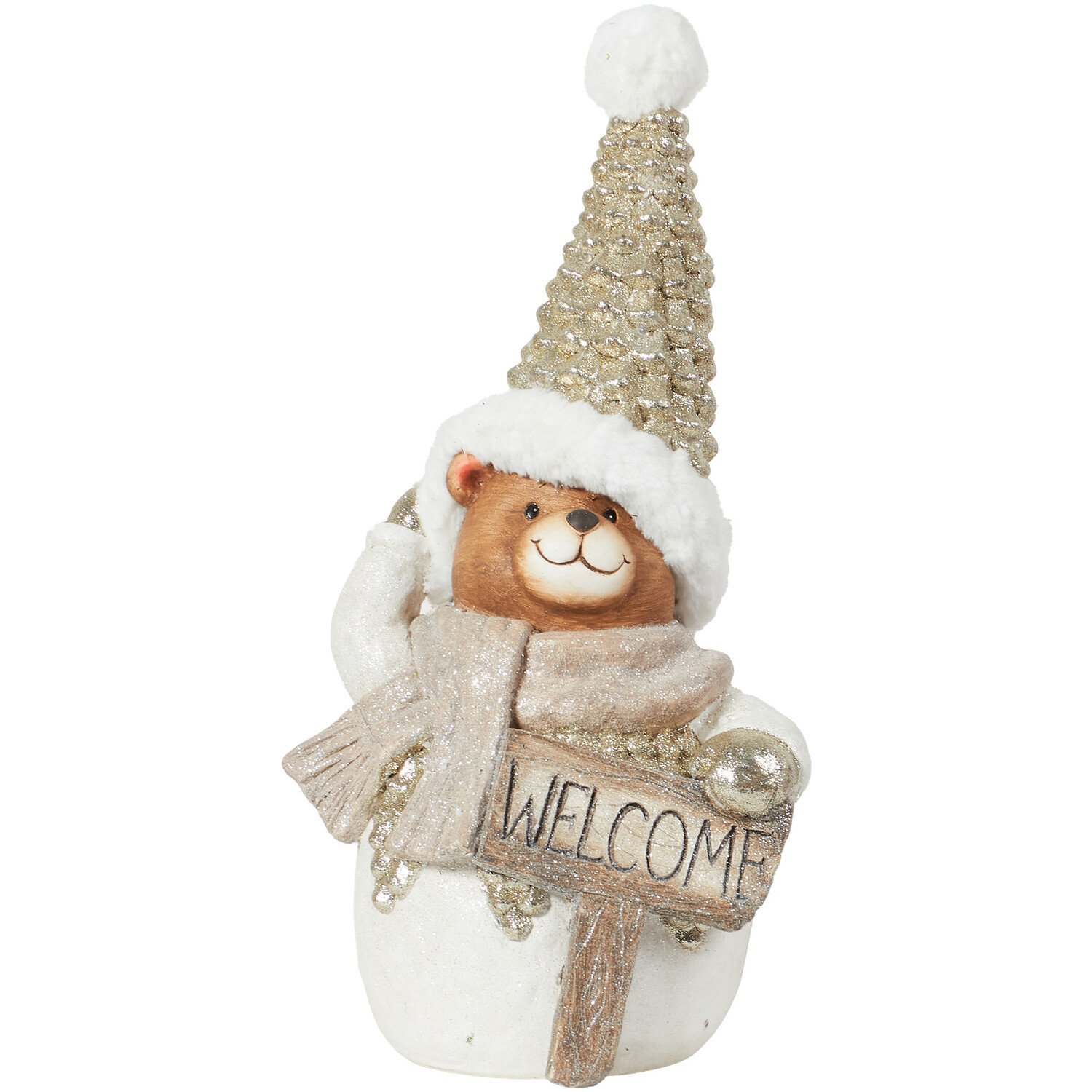 LED Welcome Bear Ornament - White Image 1