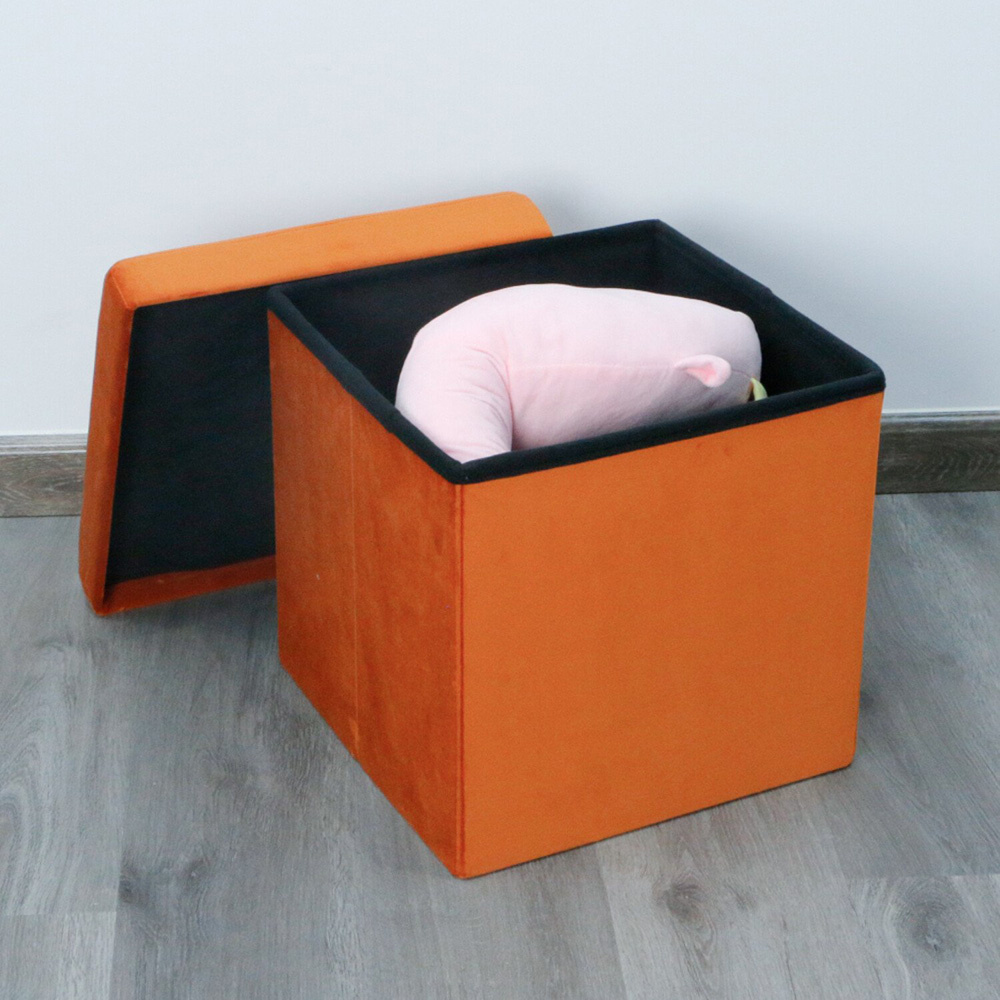 Seville Orange Velvet Storage Box Image 3