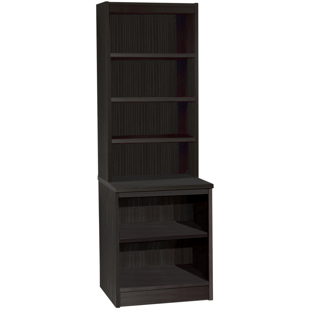 R White Cabinets 6 Shelf Black Desk Height Bookcase with Hutch Image 2