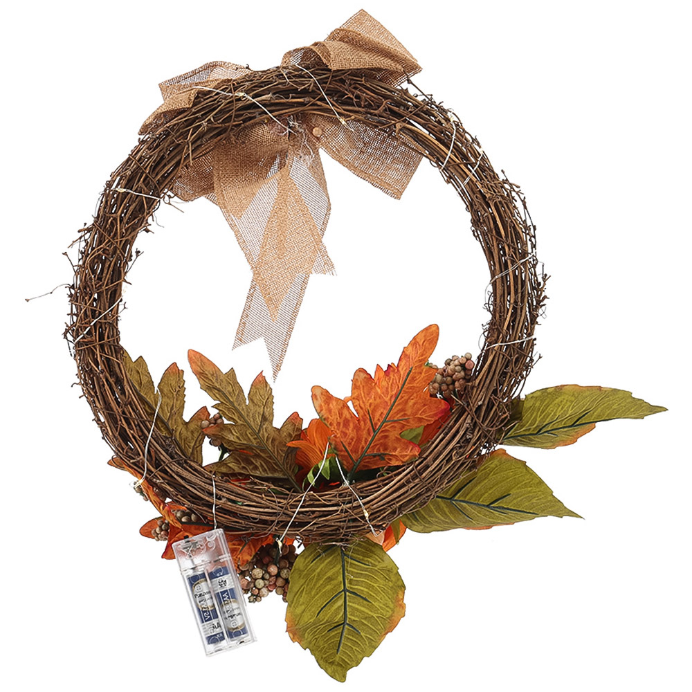 Living and Home Pre-Lit Wreath with Sunflower 35cm Image 4