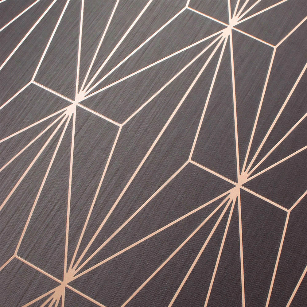 Muriva Kayla Charcoal and Rose Gold Wallpaper Image 4