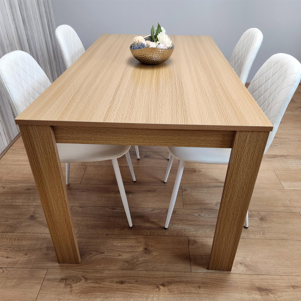Portland 4 Seater Dining Set Oak Effect and White Image 2