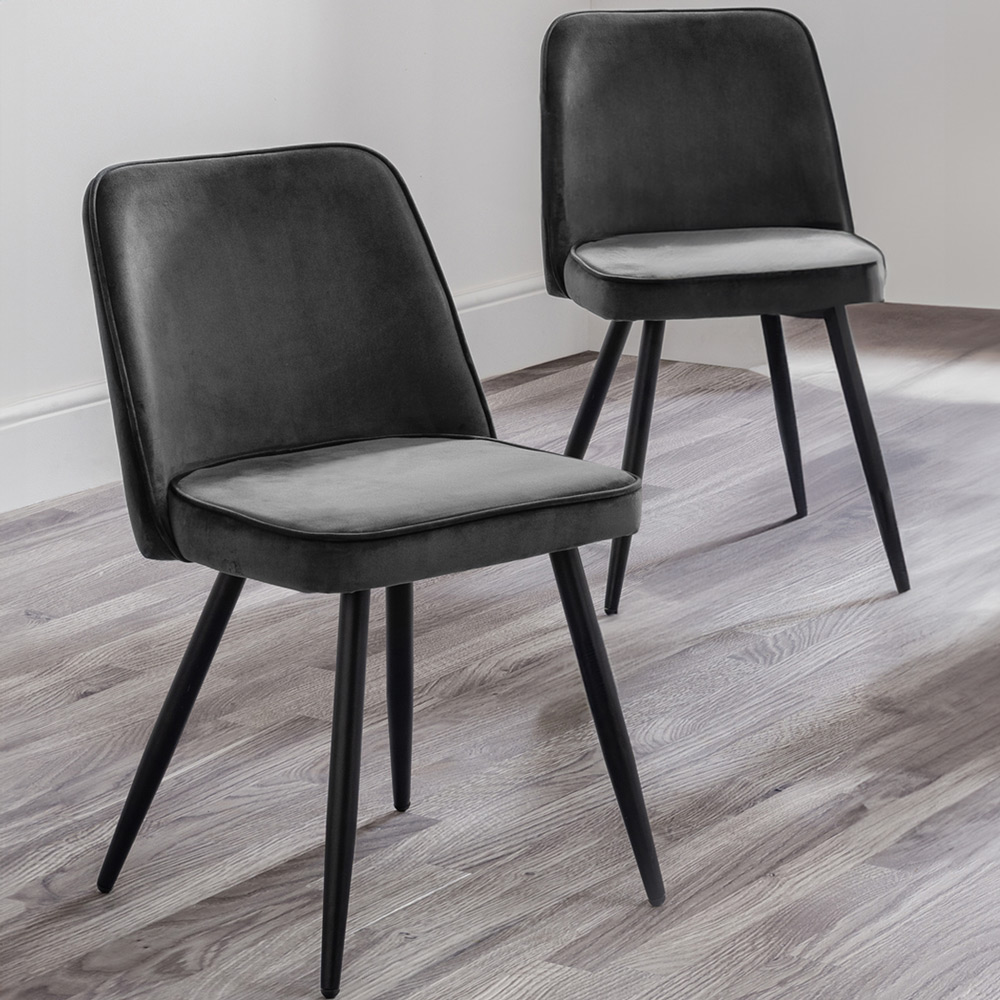 Julian Bowen Burgess Set of 2 Grey Dining Chair Image 1