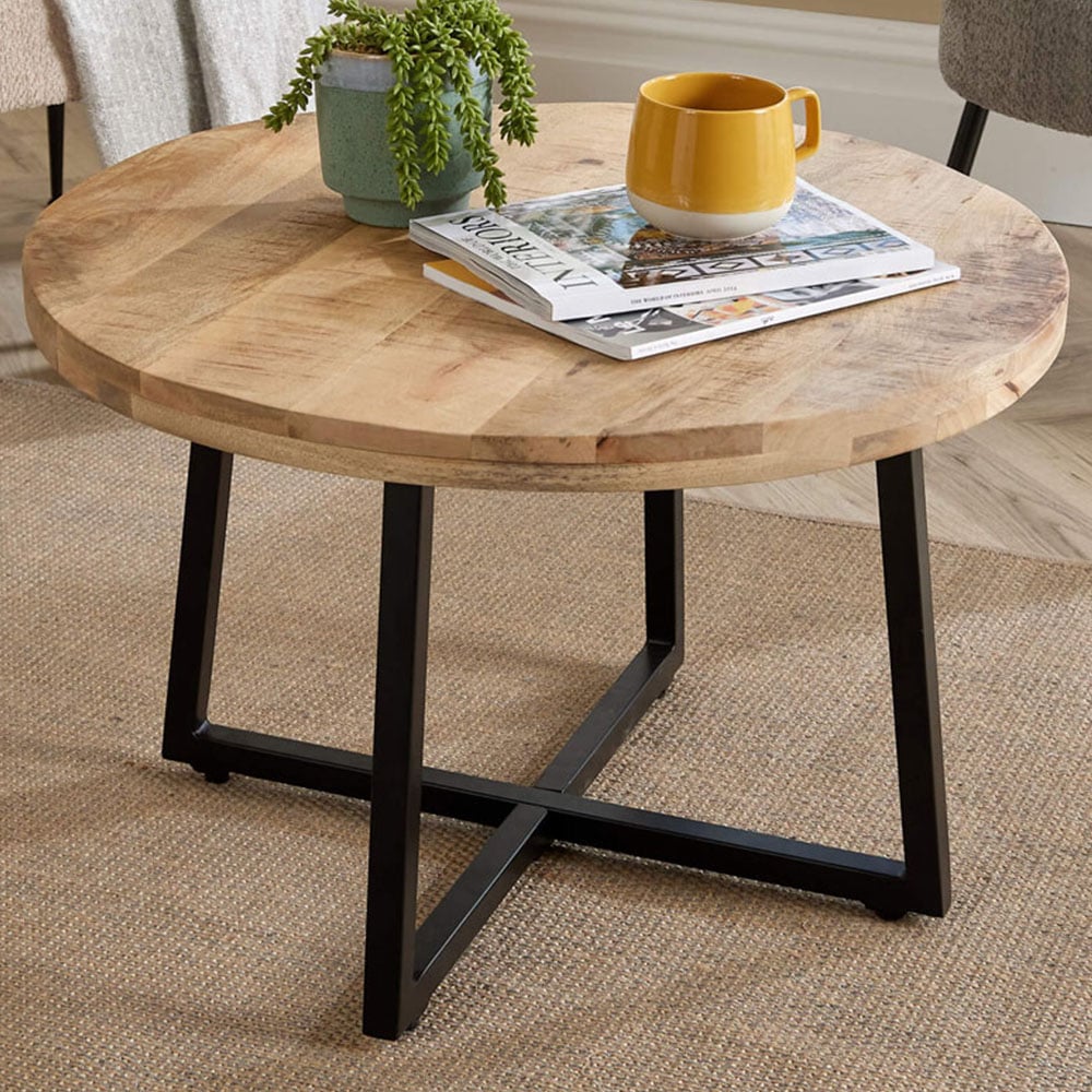 Home Source Modesto Mango Wood Round Coffee Table Image 1