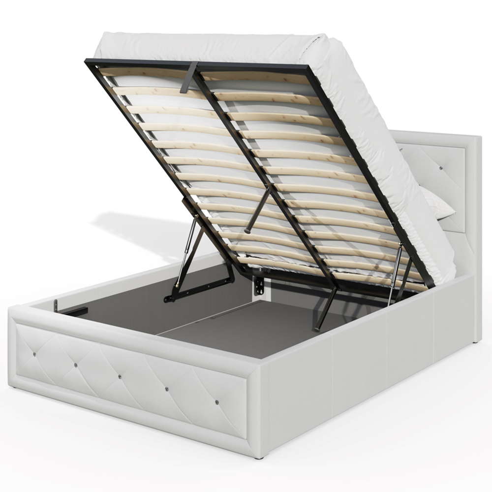 GFW Hollywood King Size White Gas End Lift Ottoman Bed with Buttoned Headboard Image 5