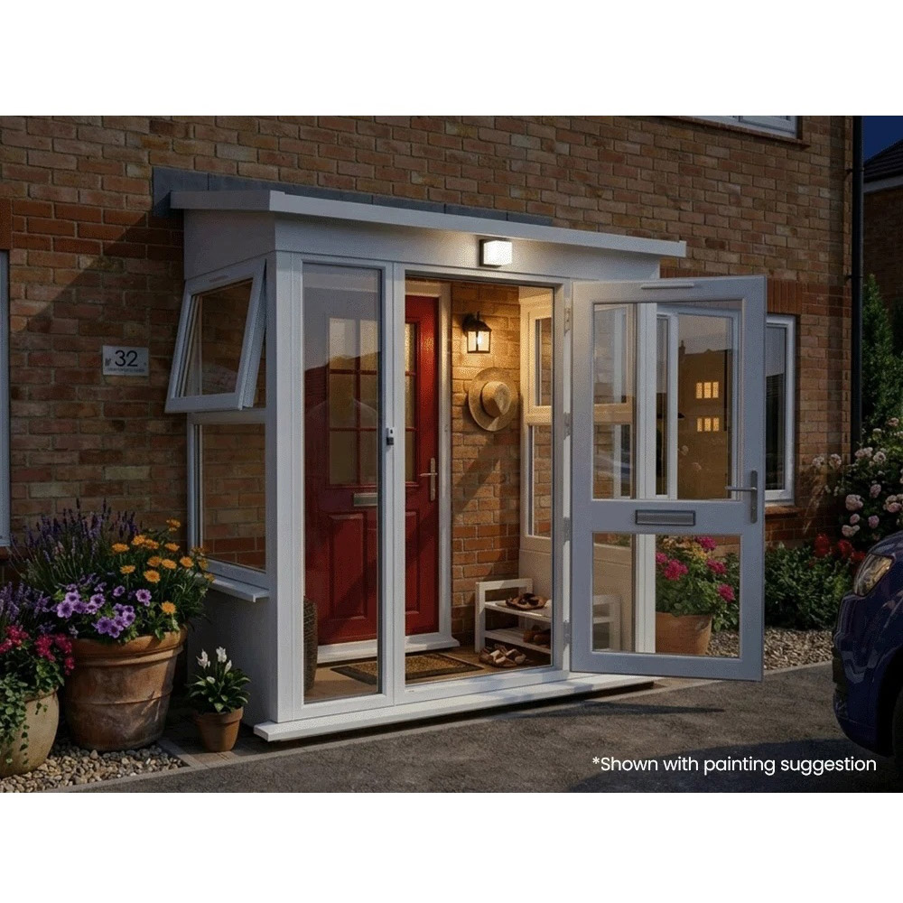 Dunster House Composite AddPorch White uPVC Superfelt Right Hand Door and Windows 2000 x 1000mm Image 6