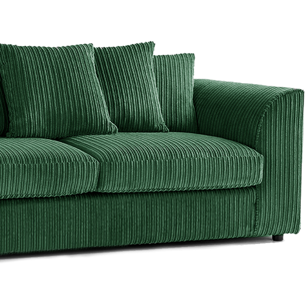 Luxor 5 Seater Green Jumbo Cord Scatter Back Sofa Suite Image 3