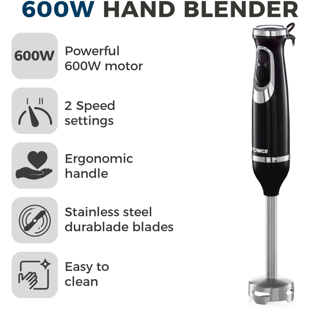 Tower T12076 Black Hand Blender 600W Image 5