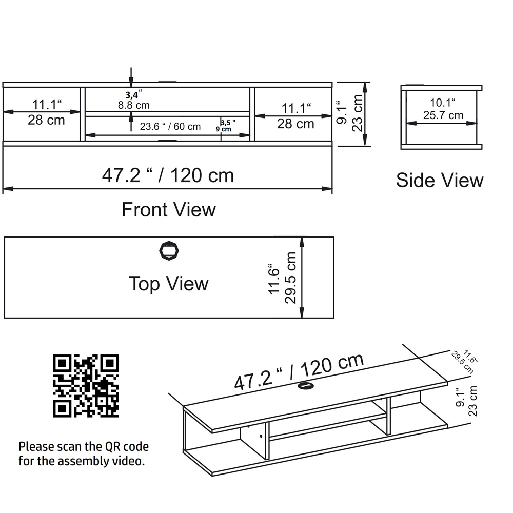 Decorotika Pivot 4 Shelf Black Floating TV Unit Image 7