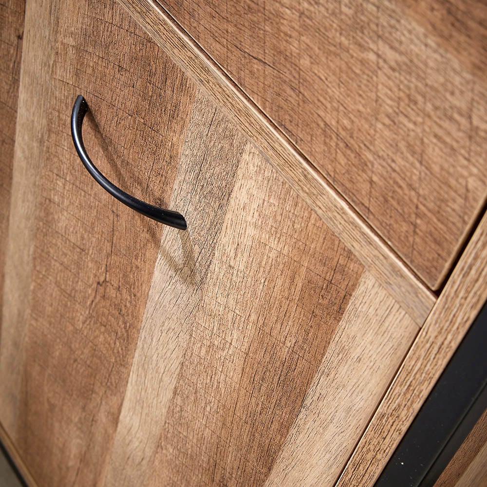 Home Source Oakmere 2 Door 2 Drawer Black and Oak Effect Industrial Sideboard Image 6