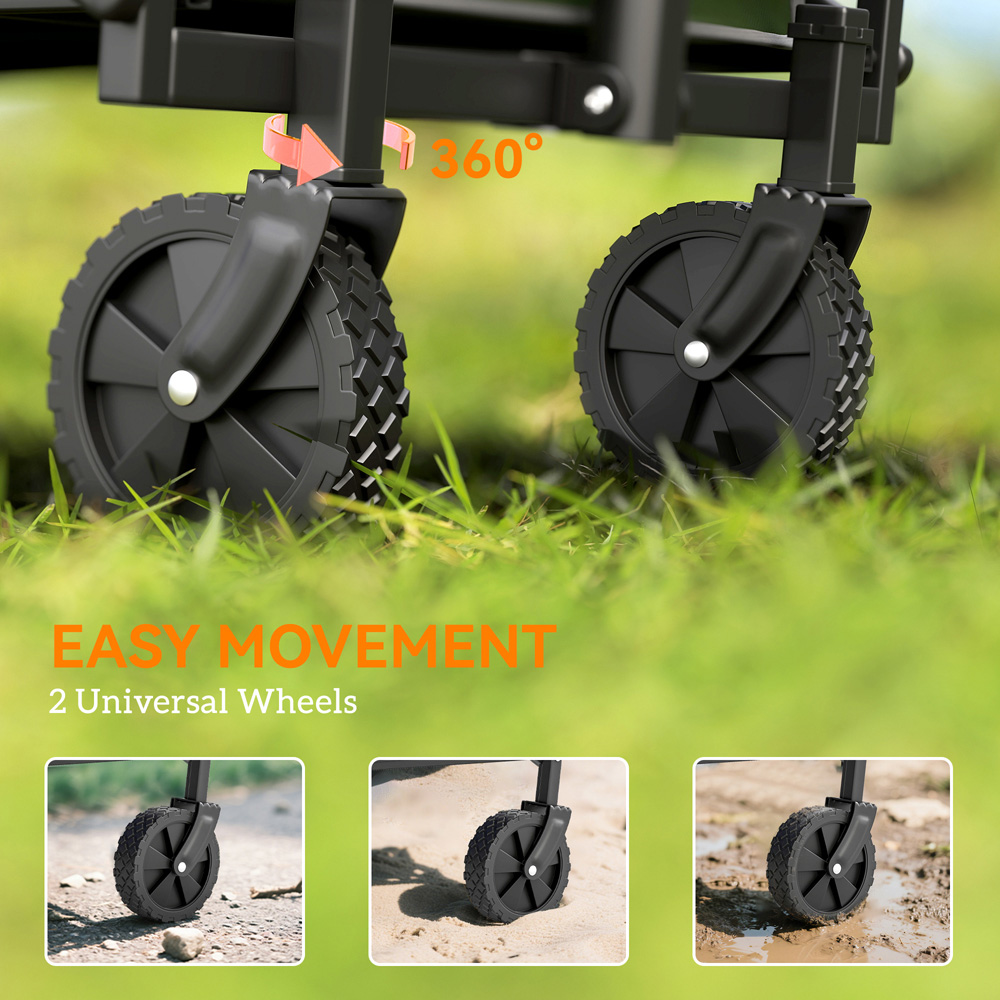Outsunny 62L Green Heavy Duty Folding Garden Trolley Image 7